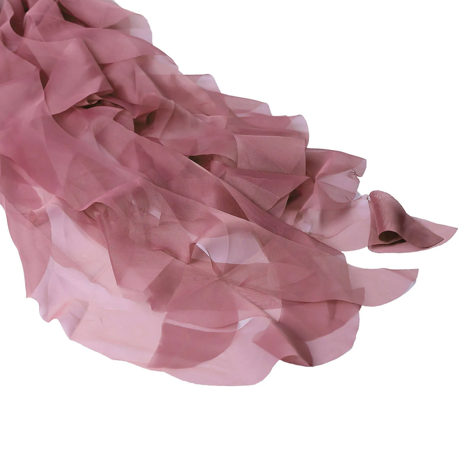 1 Set Mauve Cinnamon Rose Chiffon Hoods With Ruffles Willow Chair Sashes