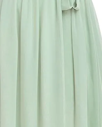 A-Line Pleated Chiffon Tie-Waist Evening Dress | Mint Green