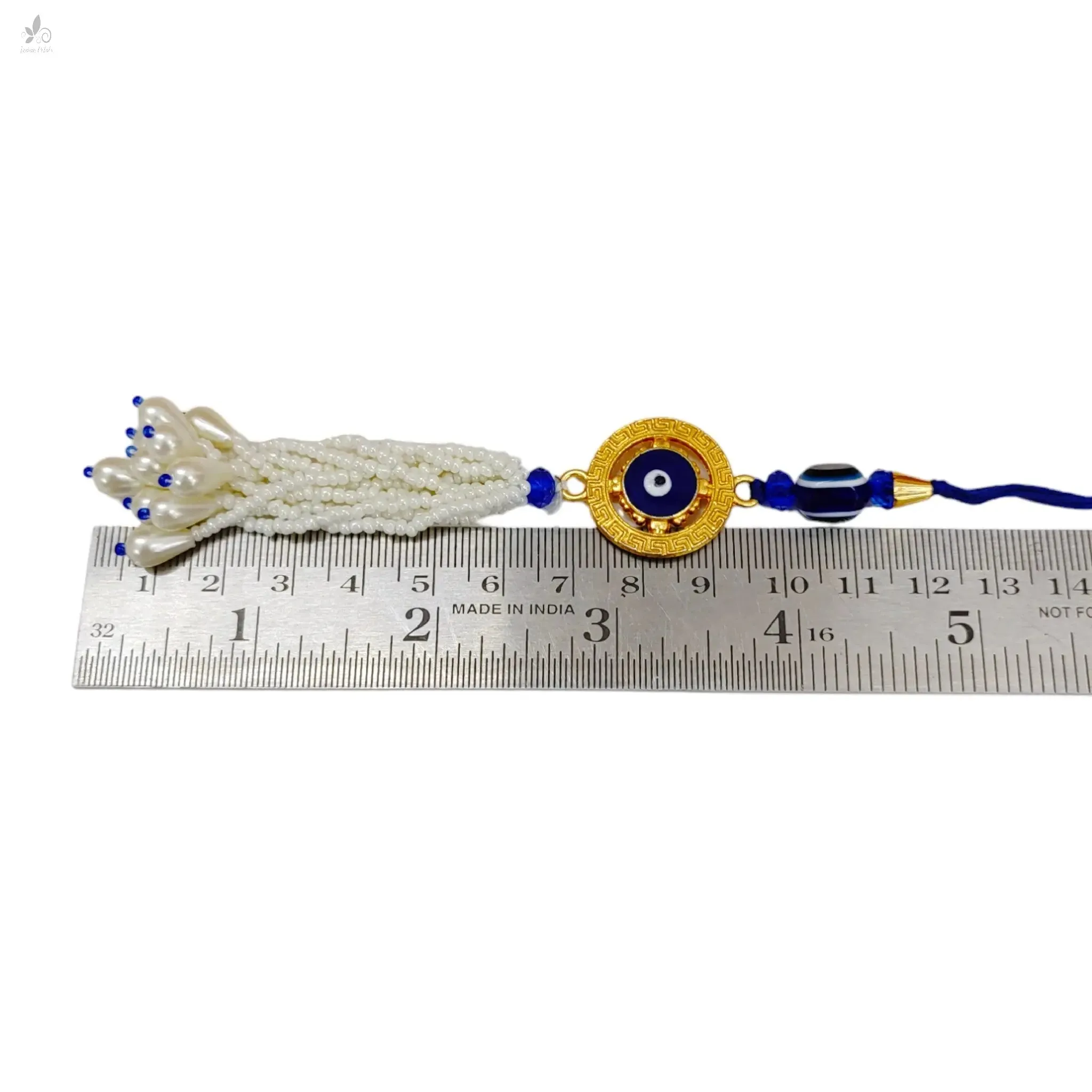 ABS Cheed Bead Evil Eye Round Motif Lumba Tassel/Latkan for Decoration Or Craft