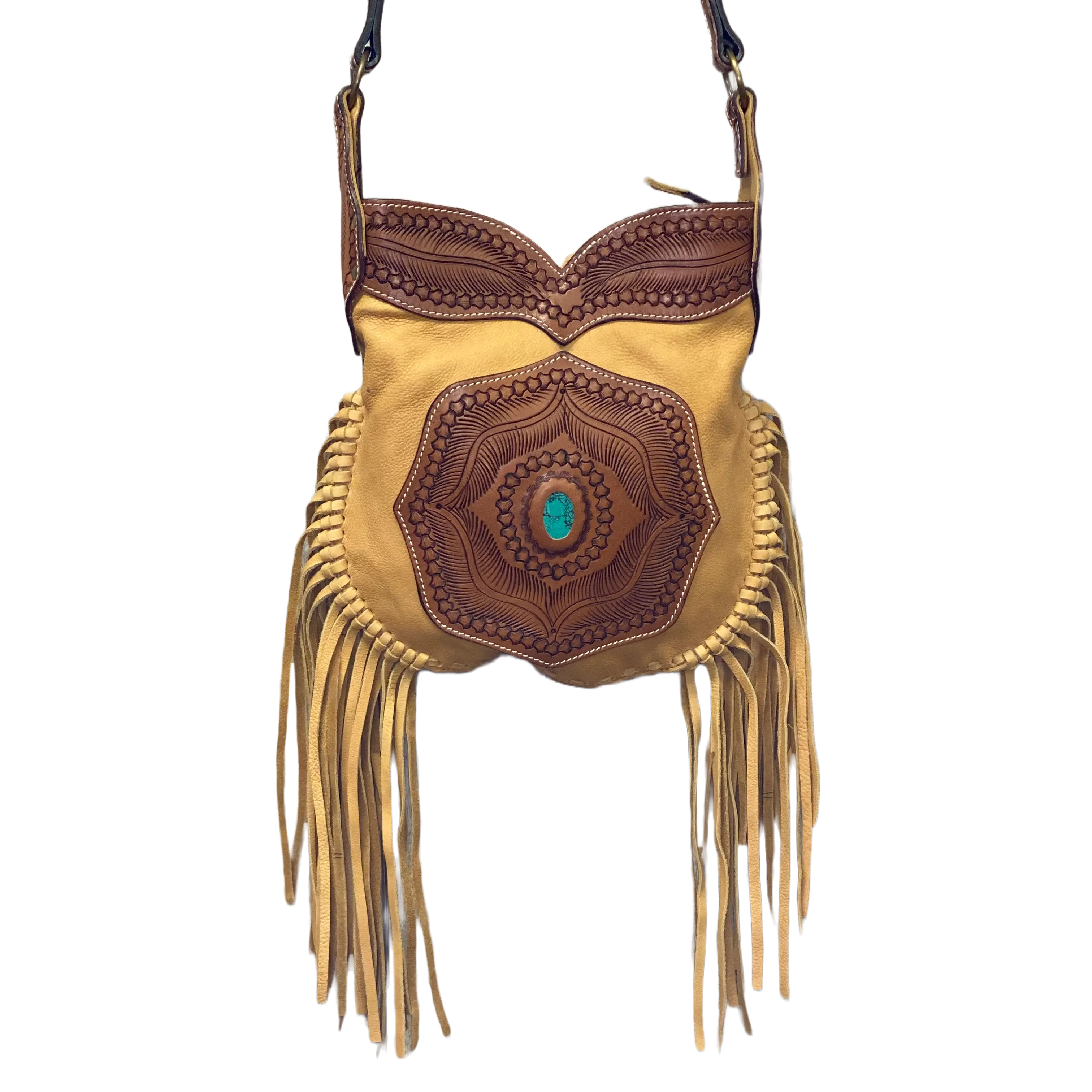 American Darling Leather Embossed with Fringe Crossbody ADBGH129