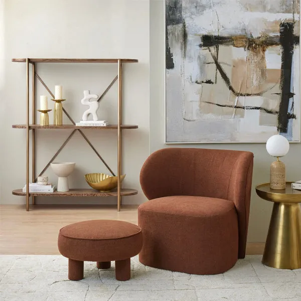 Astoria Round Ottoman - Chocolate