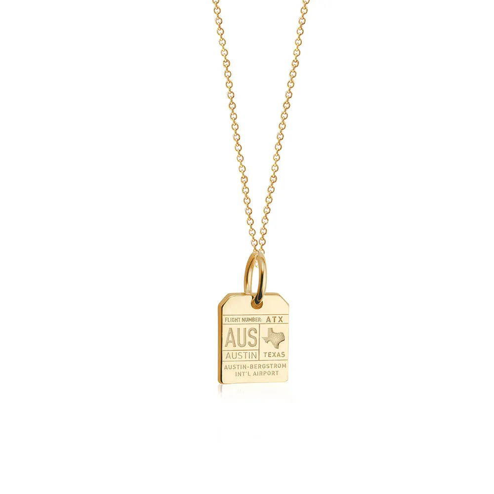 Austin Texas USA AUS Luggage Tag Charm Solid Gold Mini