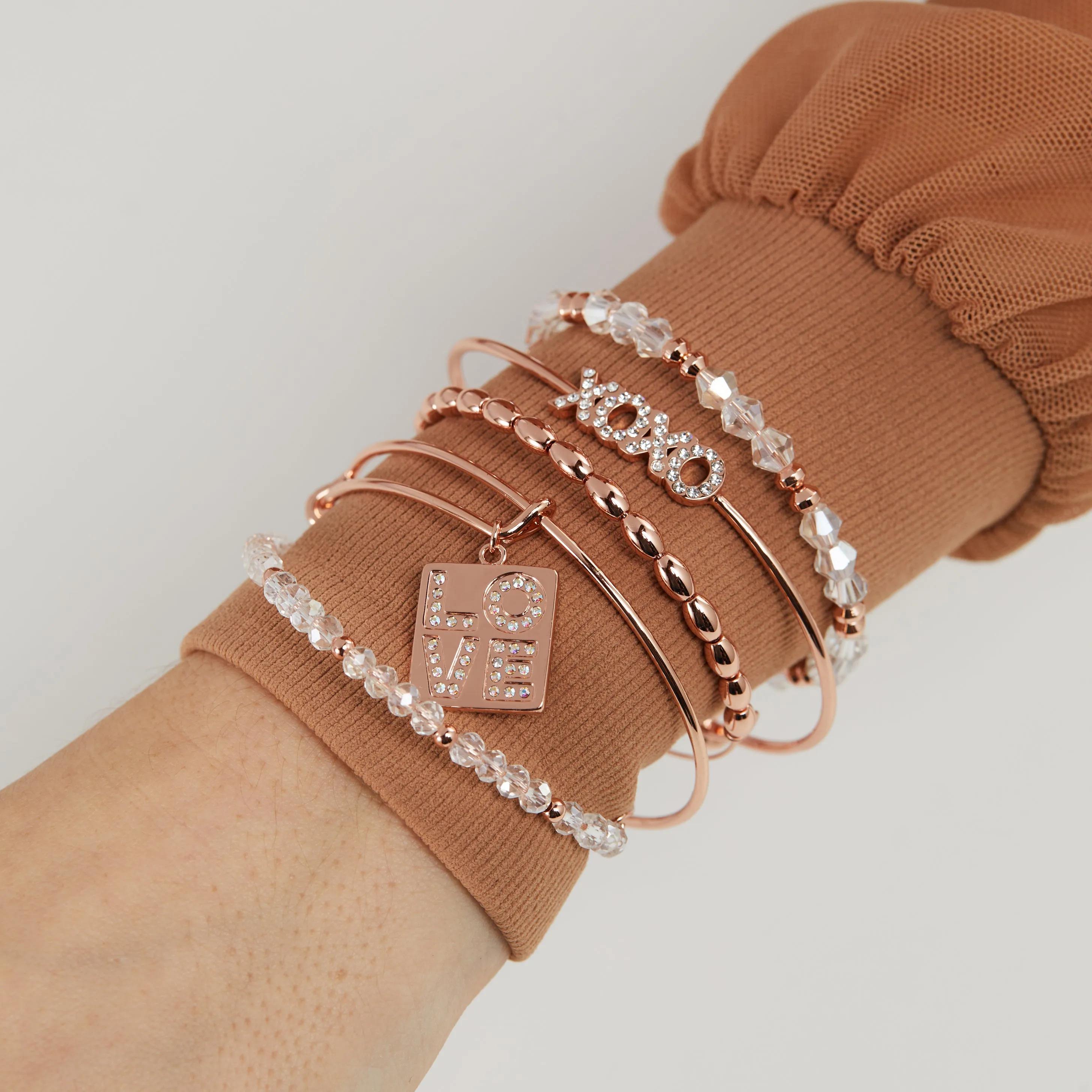 Better Than a Box of Chocolates 'LOVE' Charm Bangle, Set of 5