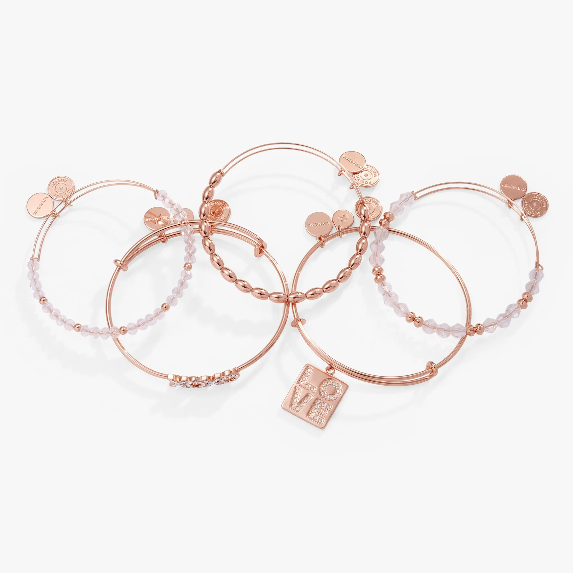 Better Than a Box of Chocolates 'LOVE' Charm Bangle, Set of 5