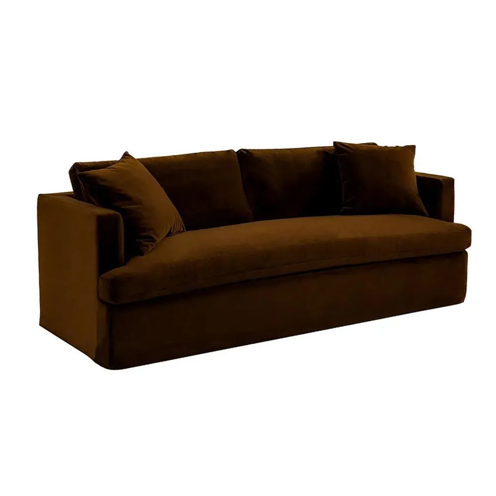 Birkshire 3 Seater Slip Cover Sofa - Dark Chocolate Velvet 2.2m
