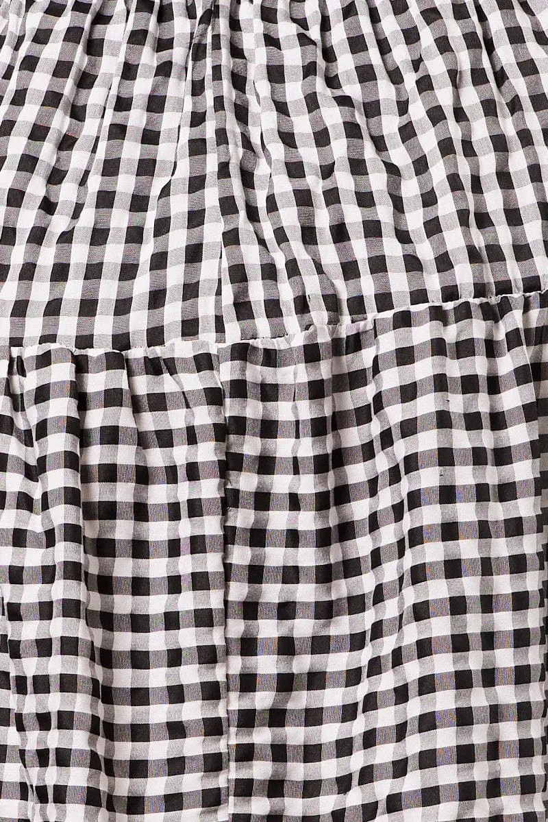 Black Check Gingham Sweetheart Mini Dress