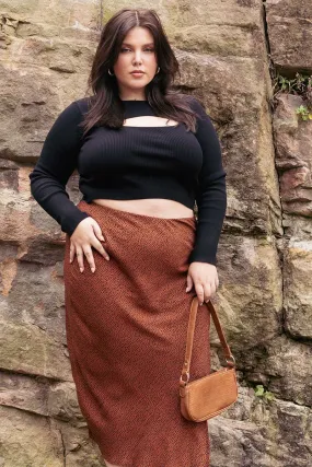 Black Cut Out Knit Top Long Sleeve