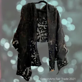 Black Silk and Felted Shawl from Krygyzstan