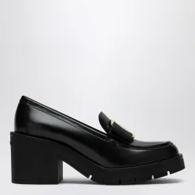 BLACK VARA BOW MOCCASIN WITH HEEL