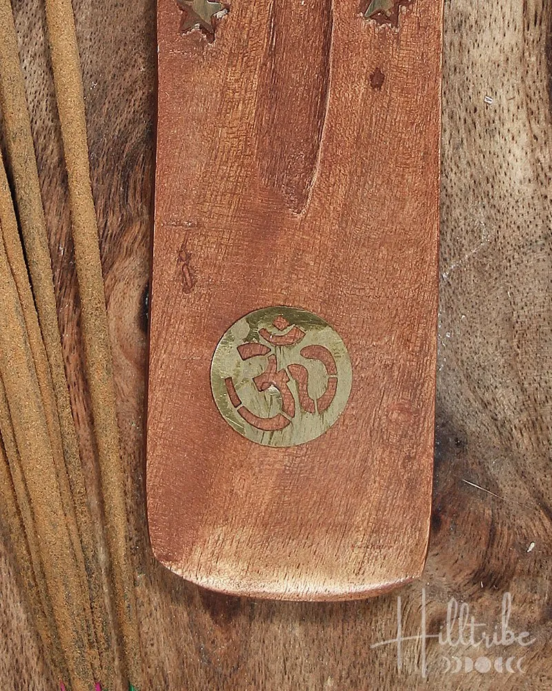 Brass Embellished Flat Incense Holder