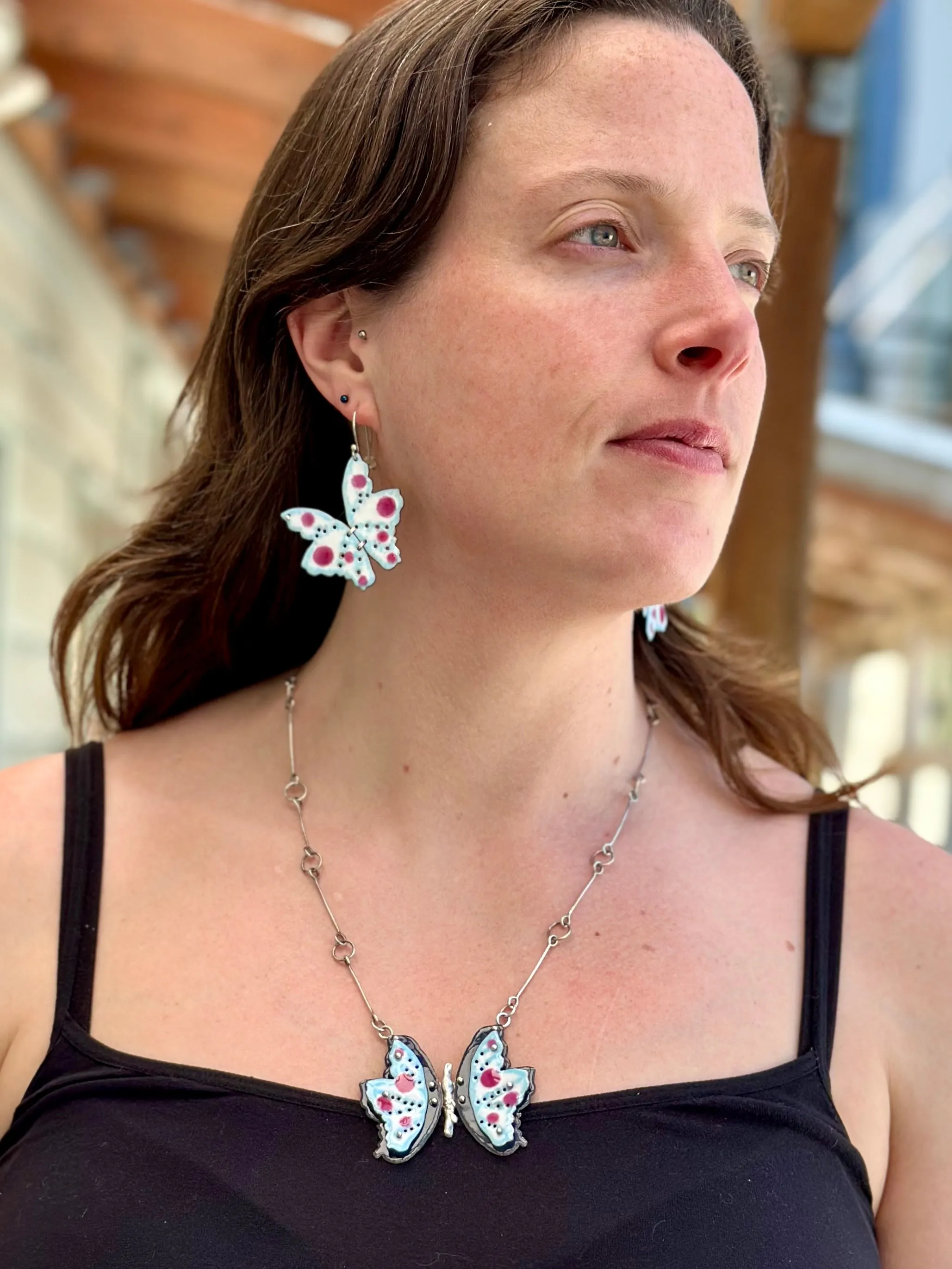 Butterflies with Ikat Fringe - Flutter Necklace