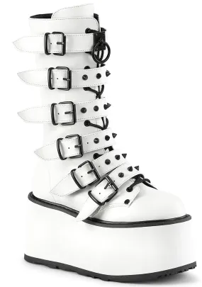 DAMNED 225 Sudden Death White Platform Boots