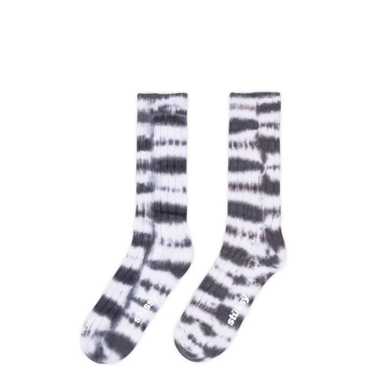 DYED STRIPE RIBBED CREW SOCKS
