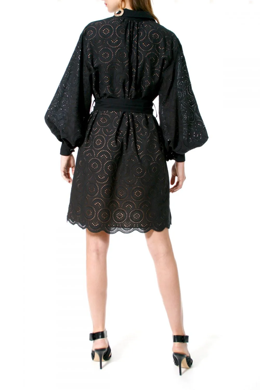 EMBROIDERED DRESS "MONA" IN BLACK