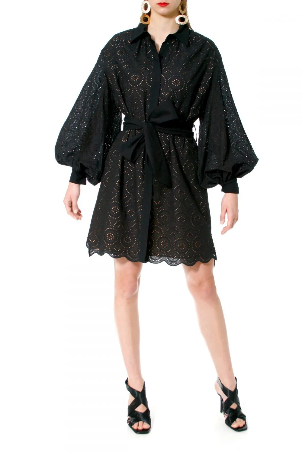 EMBROIDERED DRESS "MONA" IN BLACK