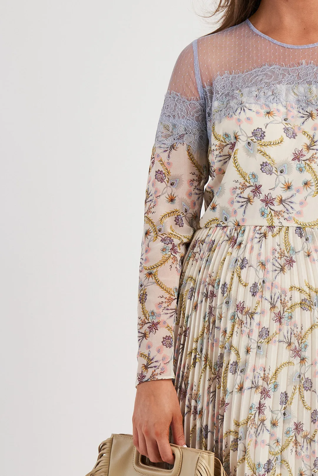 Fee G Floral Pleated Midi Dress