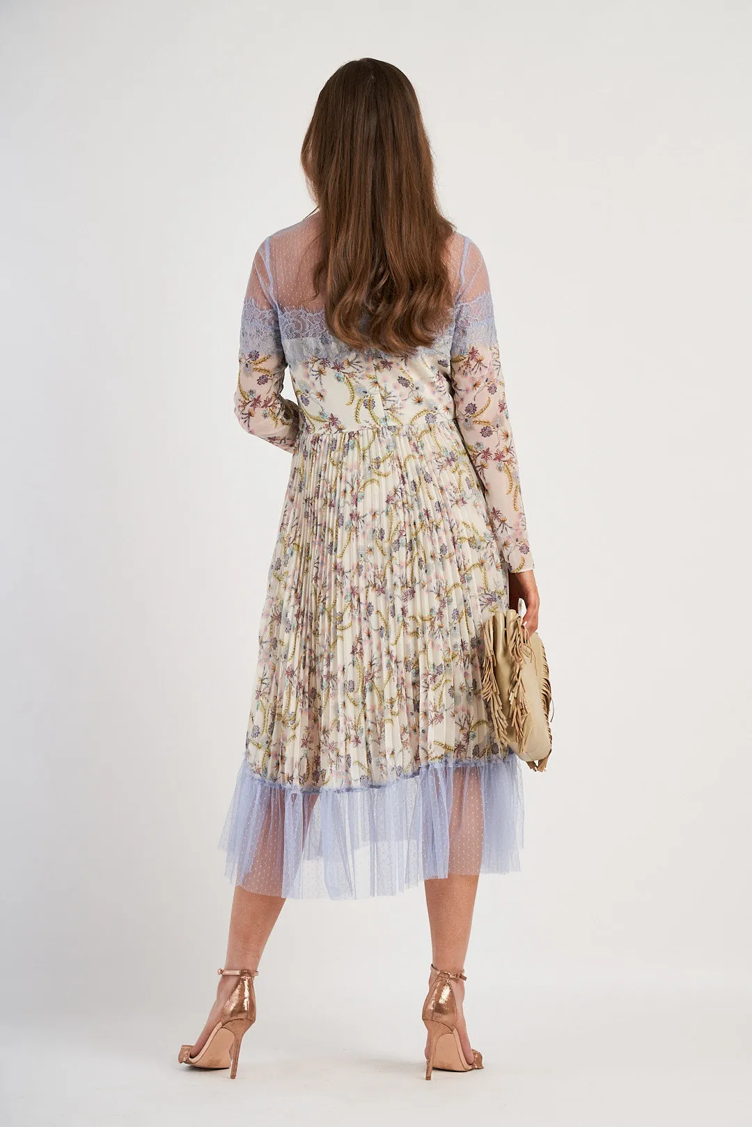Fee G Floral Pleated Midi Dress