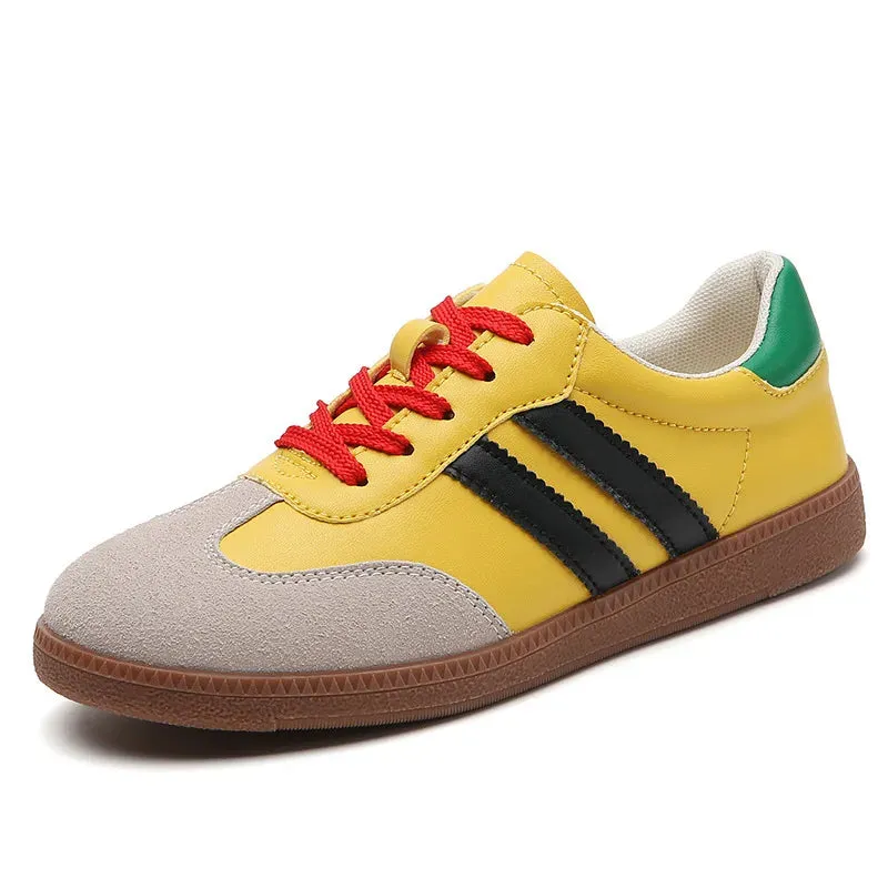 Flat Luxury Shoes Women Autumn Classic Ladies Sneakers Leather Retro Low Cut Lace -up Casual Round Toe Grey White