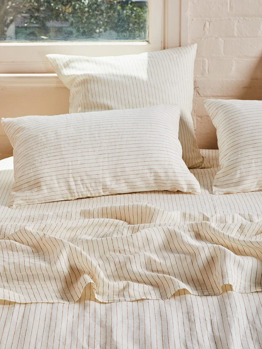 Ginger Pinstripe – Linen Flat Sheet