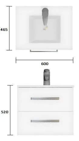 Henry Brooks - Wall Hung Vanity Strata Duo 600
