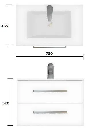 Henry Brooks - Wall Hung Vanity Strata Duo 750