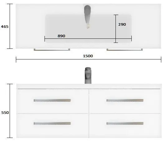 Henry Brooks - Wall Hung Vanity Strata Quad Duo 1500