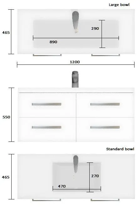 Henry Brooks - Wall Hung Vanity Strata Quad Duo 1500