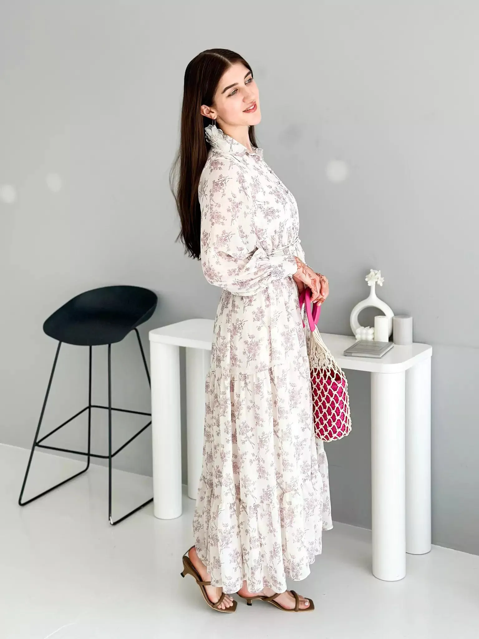 Holiday Floral Long Dress