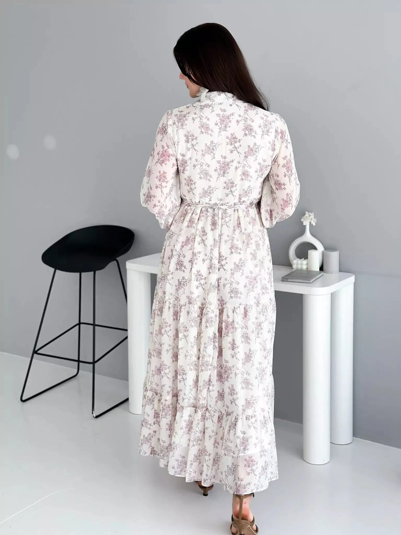 Holiday Floral Long Dress
