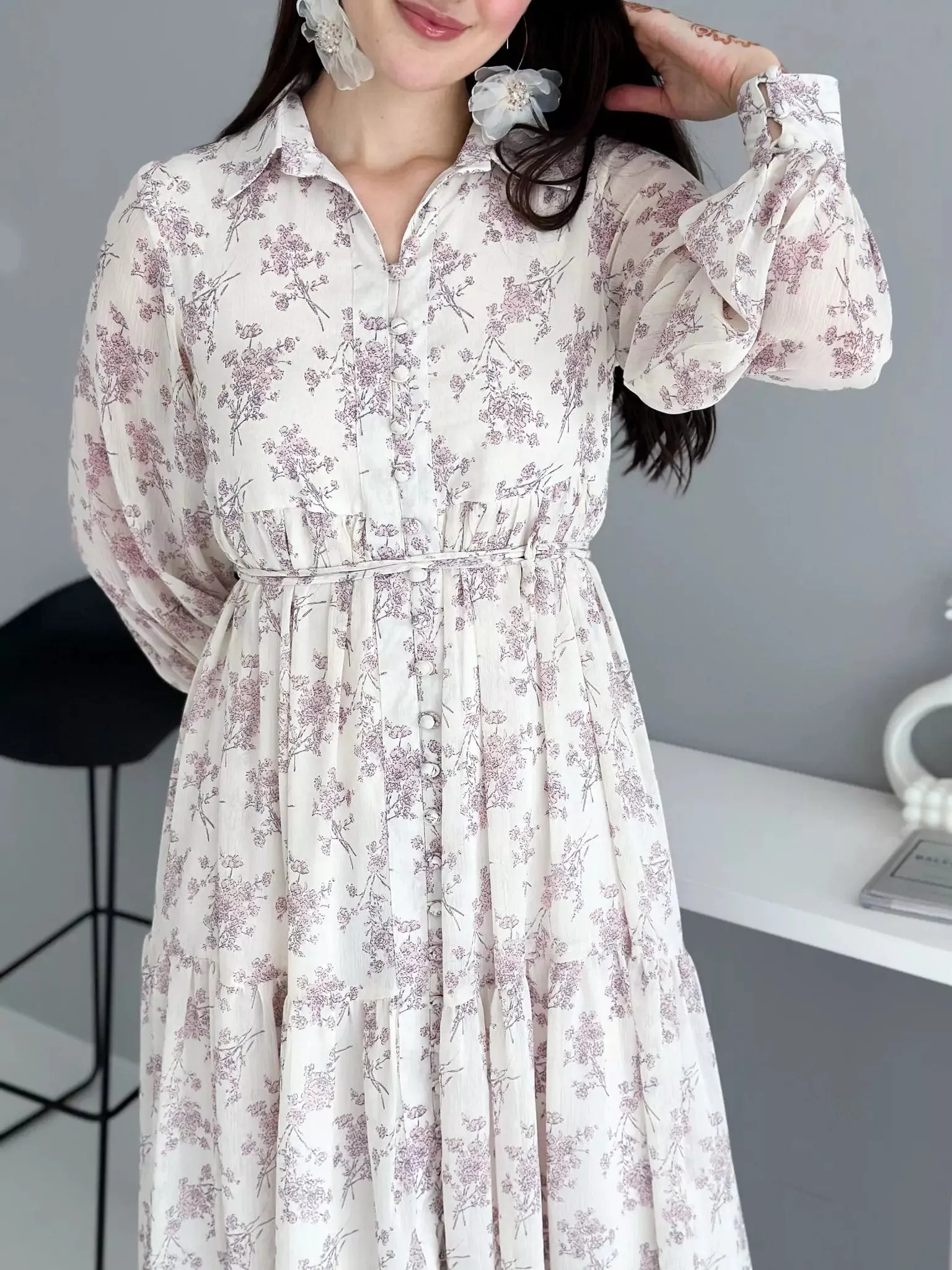 Holiday Floral Long Dress