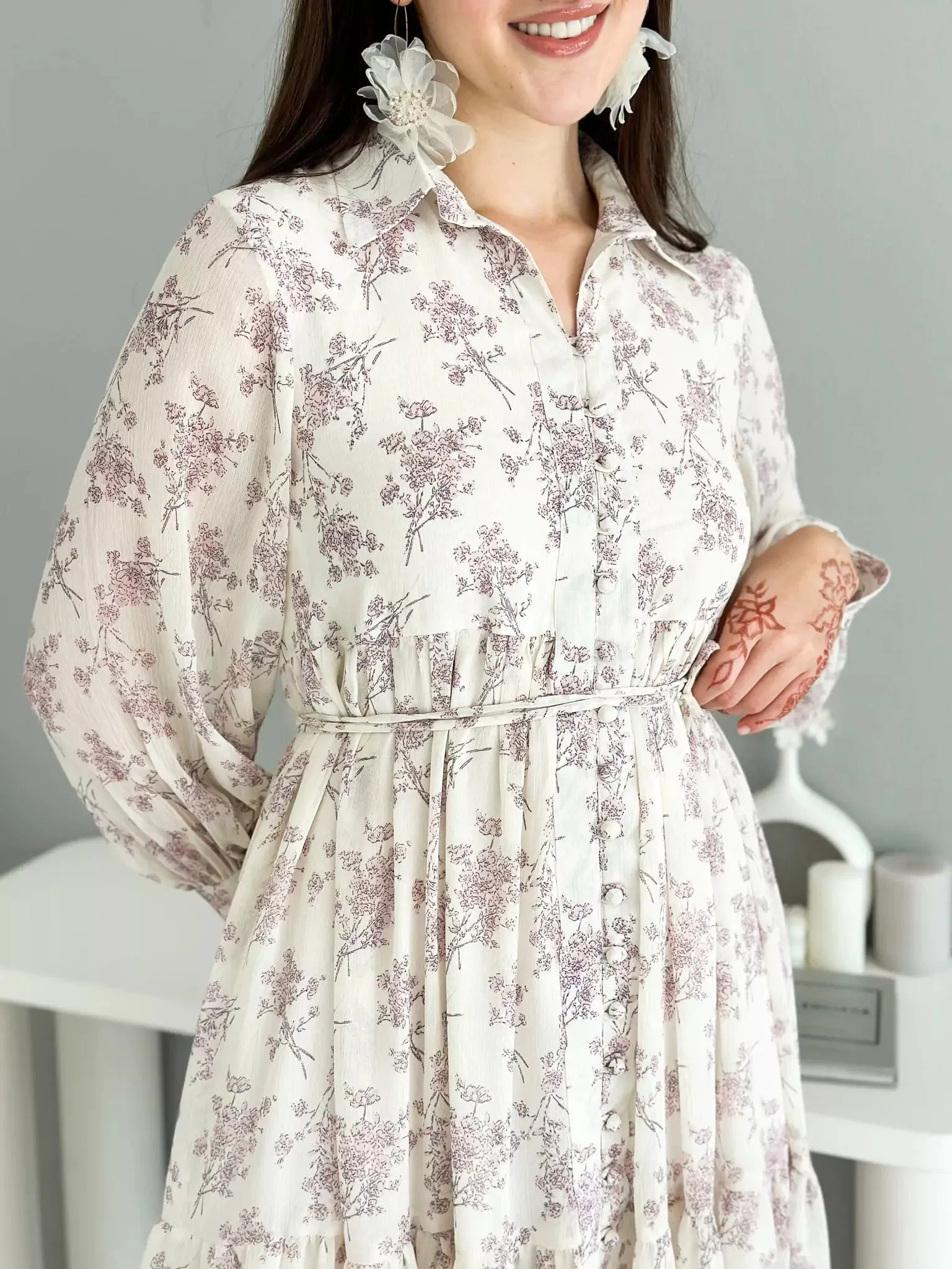 Holiday Floral Long Dress