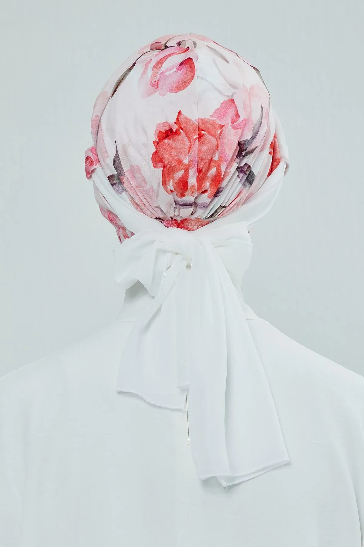 Instant Turban Cotton Scarf Head Wrap with Chiffon Headband, Lightweight Multicolor Headwear Bonnet Cap with Various Pattern Options,B-24YD