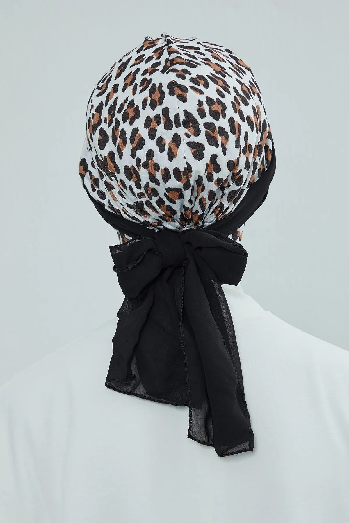 Instant Turban Cotton Scarf Head Wrap with Chiffon Headband, Lightweight Multicolor Headwear Bonnet Cap with Various Pattern Options,B-24YD