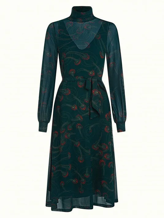 KING LOUIE Pine Green Betsy Roll Neck Dress