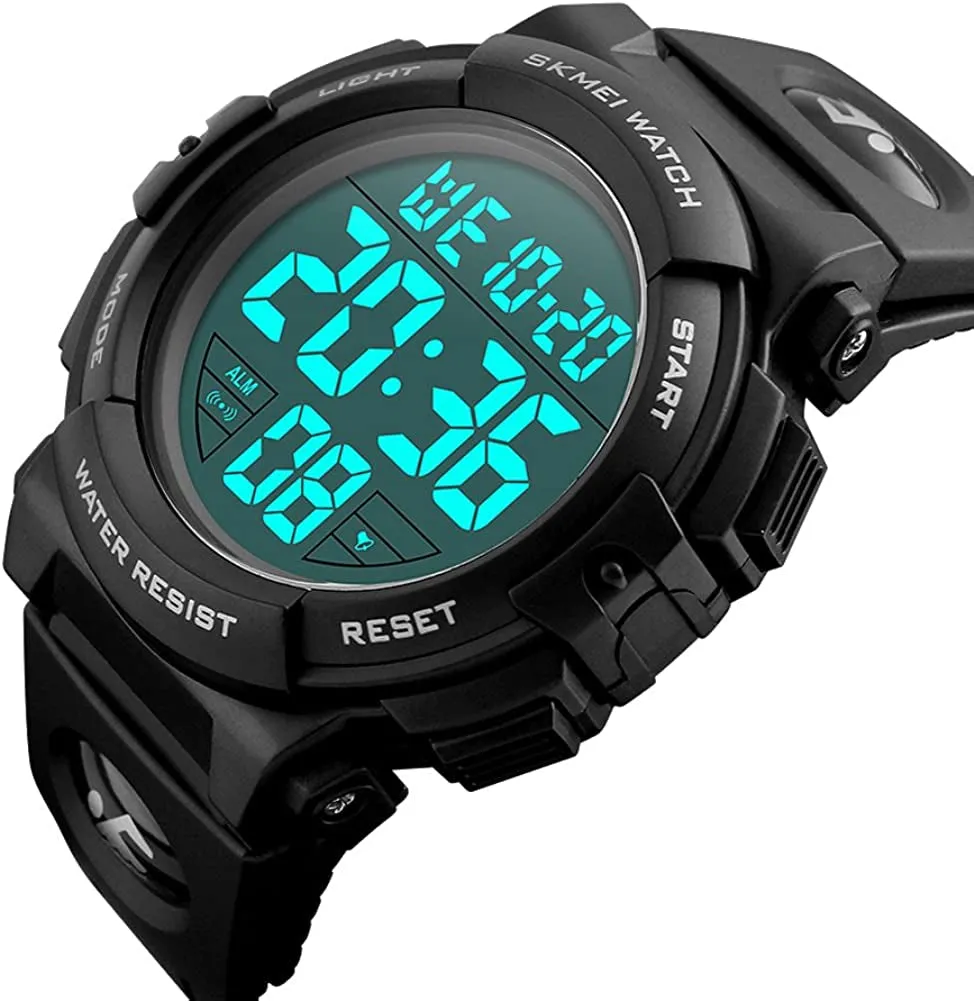 Large Face Digital Men’S Watch Sports Waterproof LED Military Wristwatches Chronograph Alarm Clock