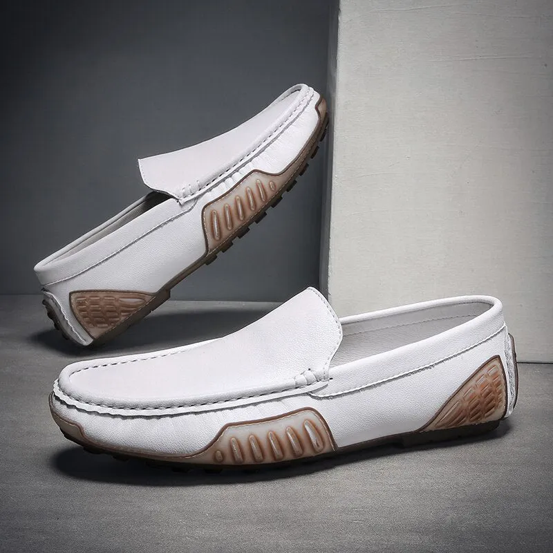 Men's Split Leather Round Toe Slip-On Closure Casual Wear Shoes