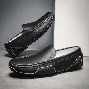 Men's Split Leather Round Toe Slip-On Closure Casual Wear Shoes