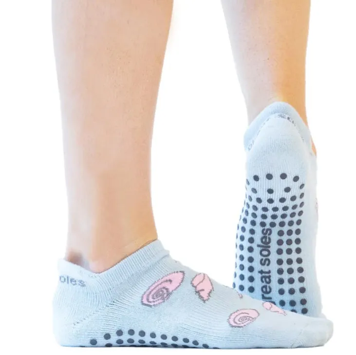 Naia Tab Back Sport Grip Socks - Aqua Grey