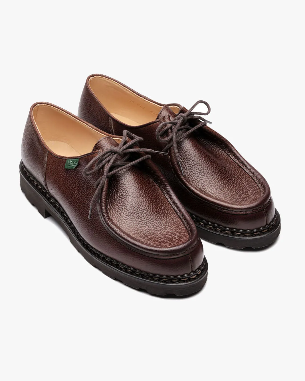 Paraboot Michael Piped Seam Derby Shoe - Grainé bène / Marche Marron
