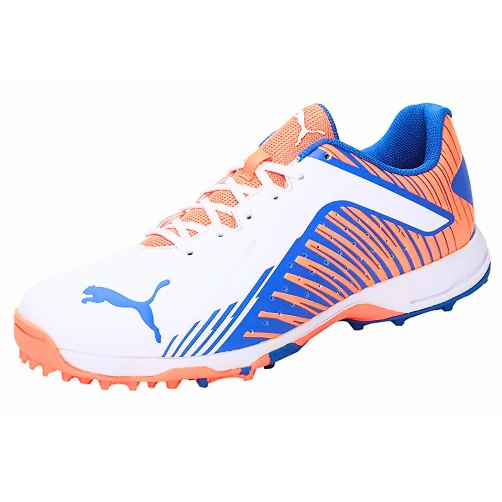 PUMA Cricket Shoes FH-Rubber-22 White-Bluemazing-Neon Citrus