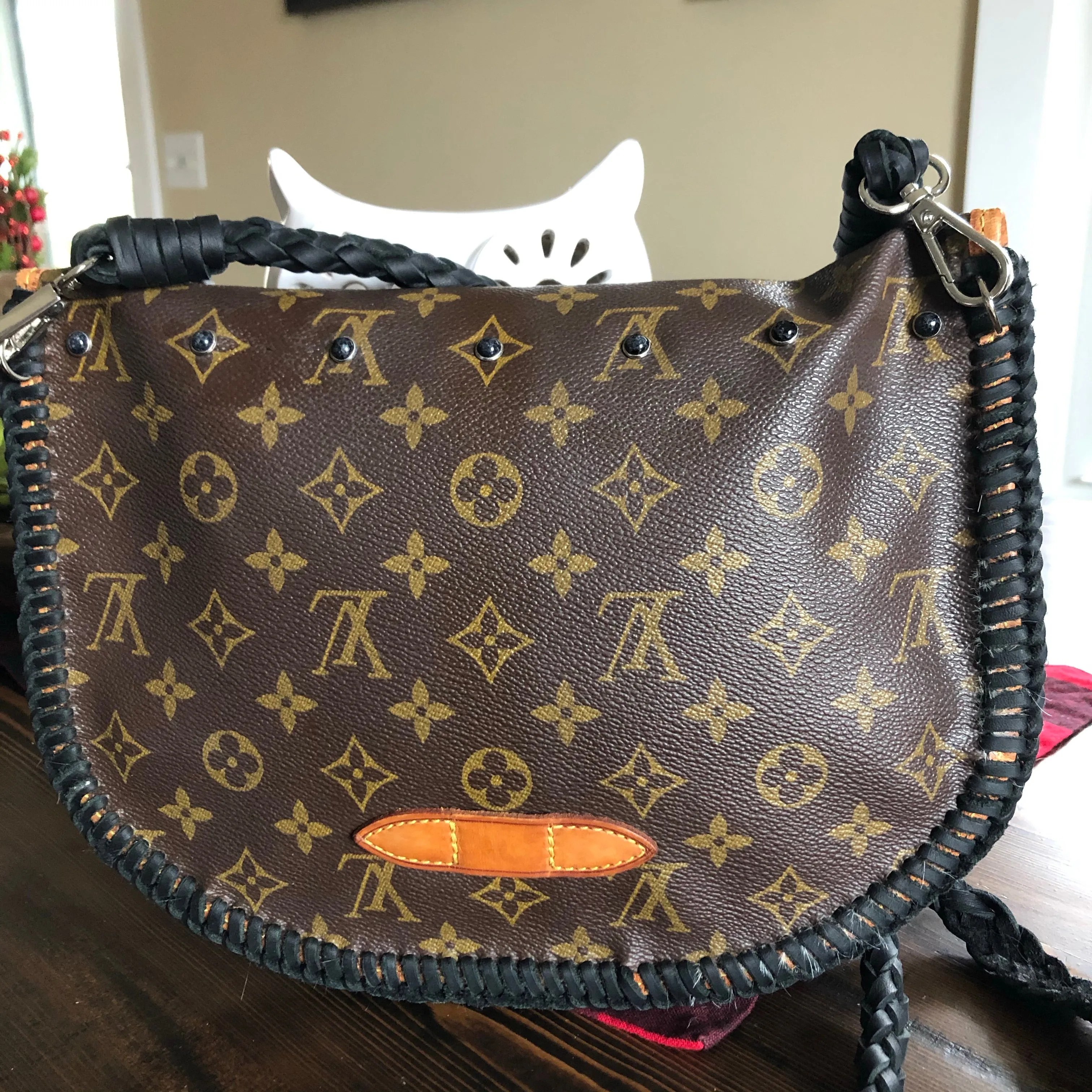 The Peacock Messenger - Black Brindle Hair-on-Hide Monogram