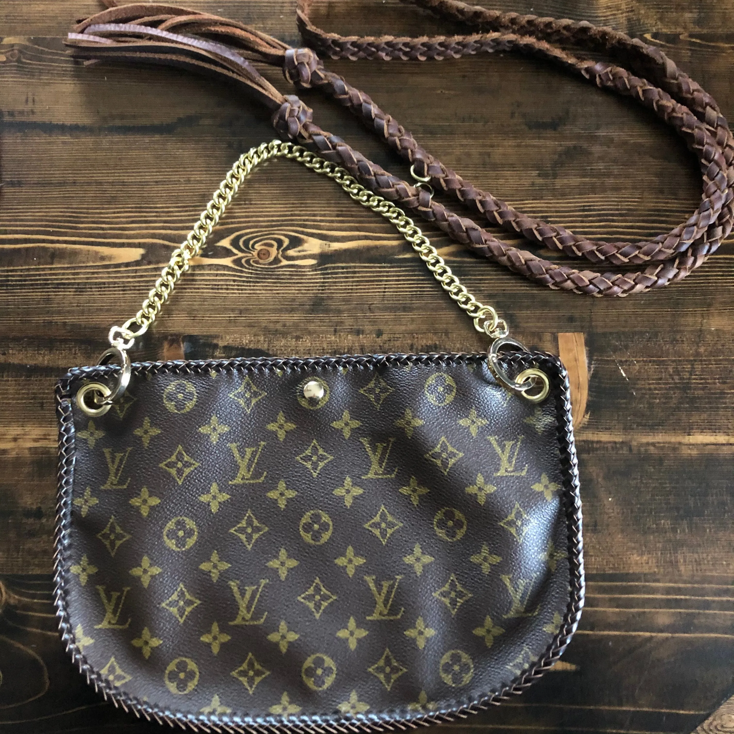 The Peacock - Vintage Monogram Hobo Crossbody - Gold Hardware