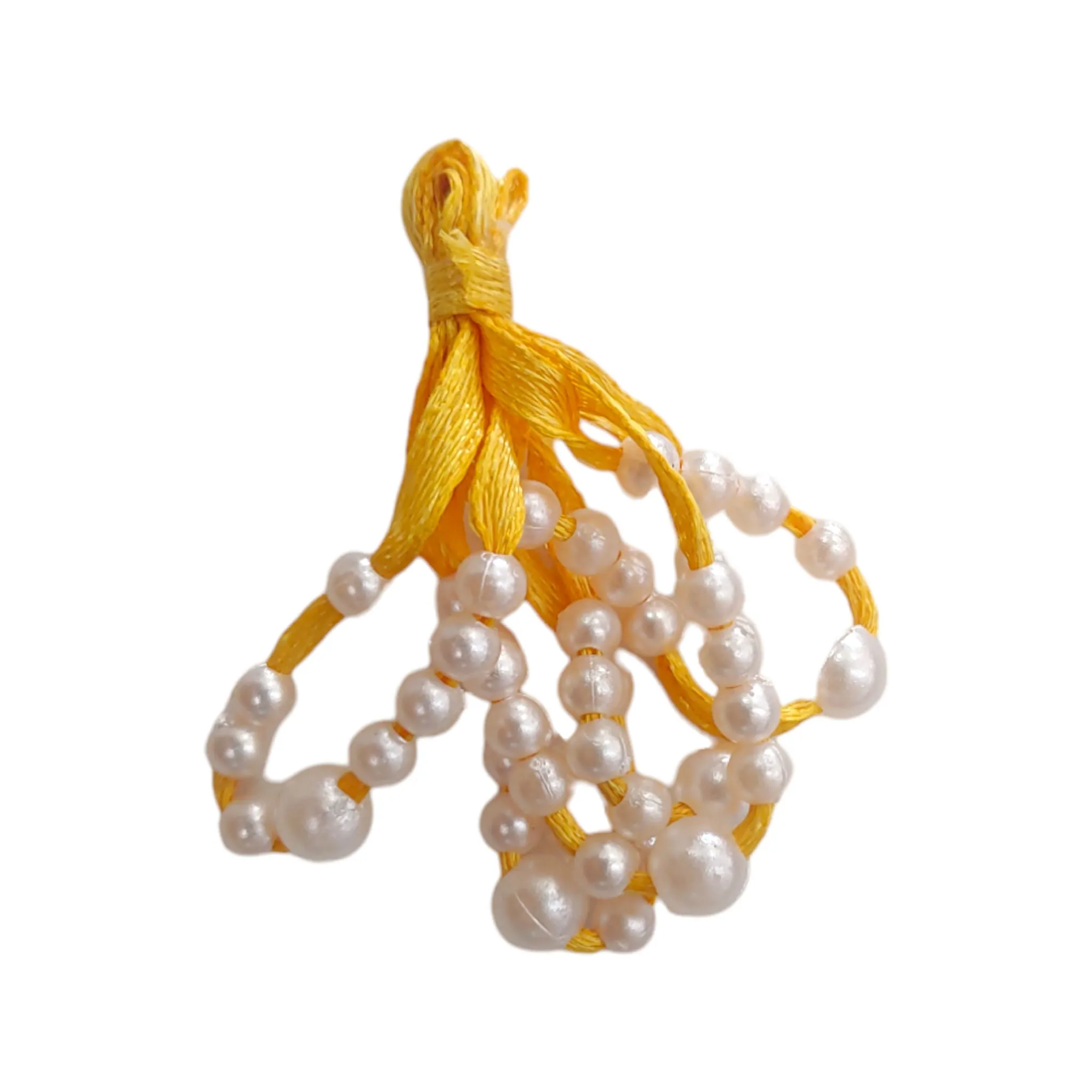 Traditional Abs Bead & Ribbon Tassels - Craft/Decor Essentials in Blue, Peach, Pink, Yellow
