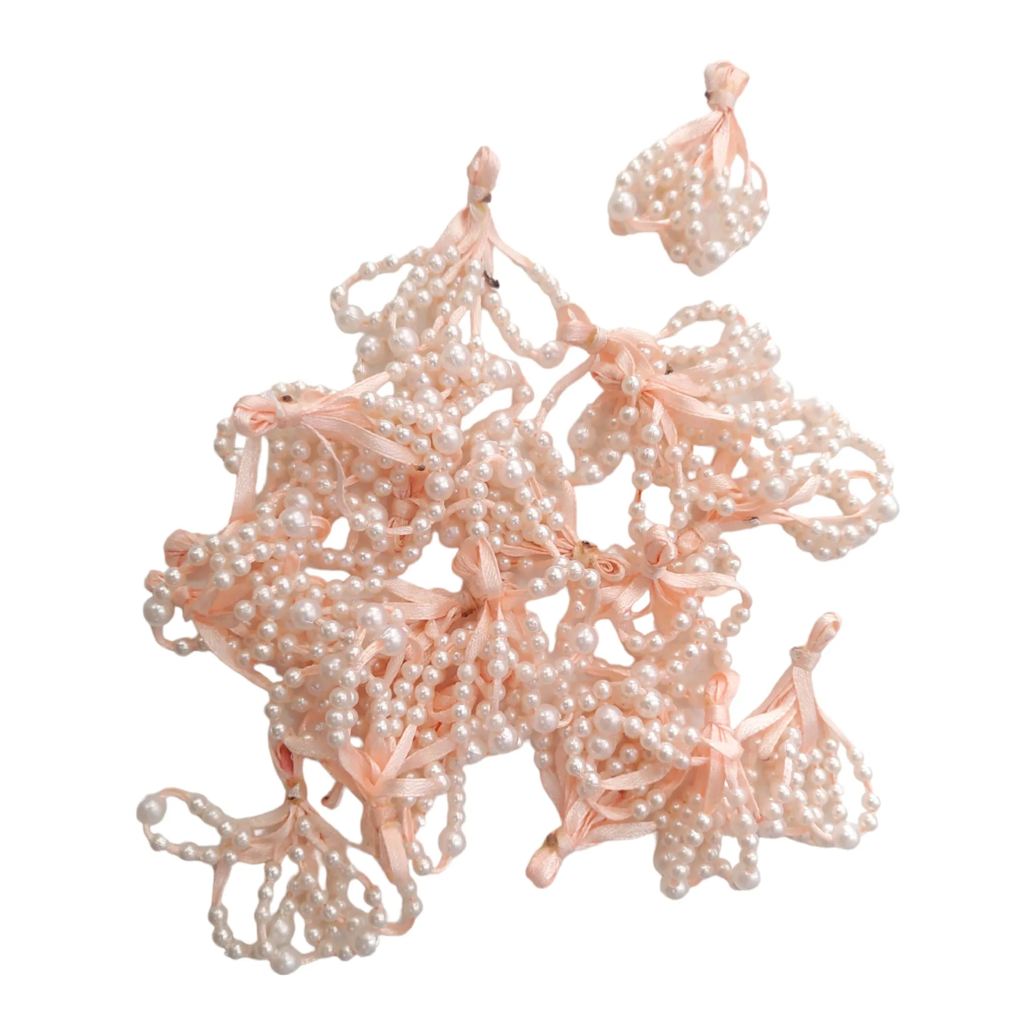Traditional Abs Bead & Ribbon Tassels - Craft/Decor Essentials in Blue, Peach, Pink, Yellow