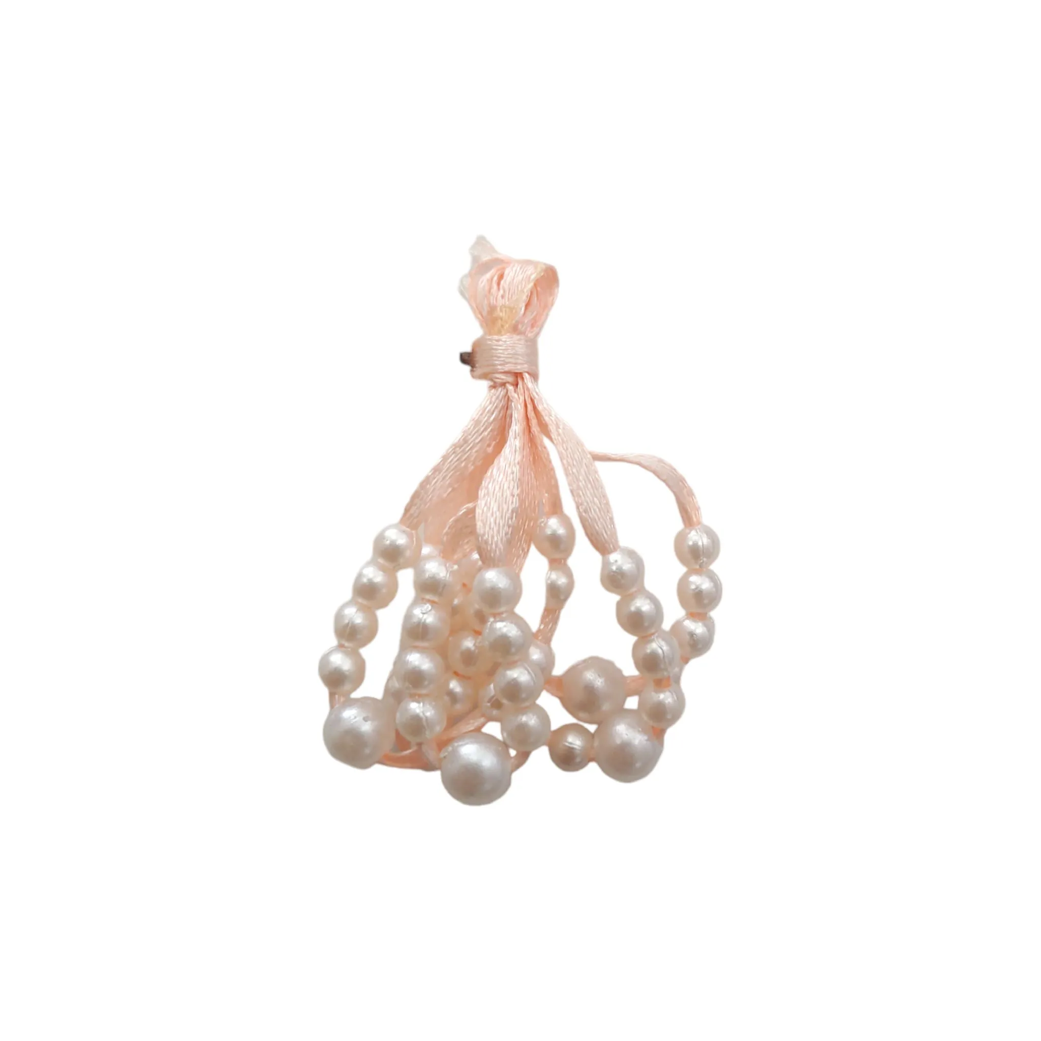 Traditional Abs Bead & Ribbon Tassels - Craft/Decor Essentials in Blue, Peach, Pink, Yellow