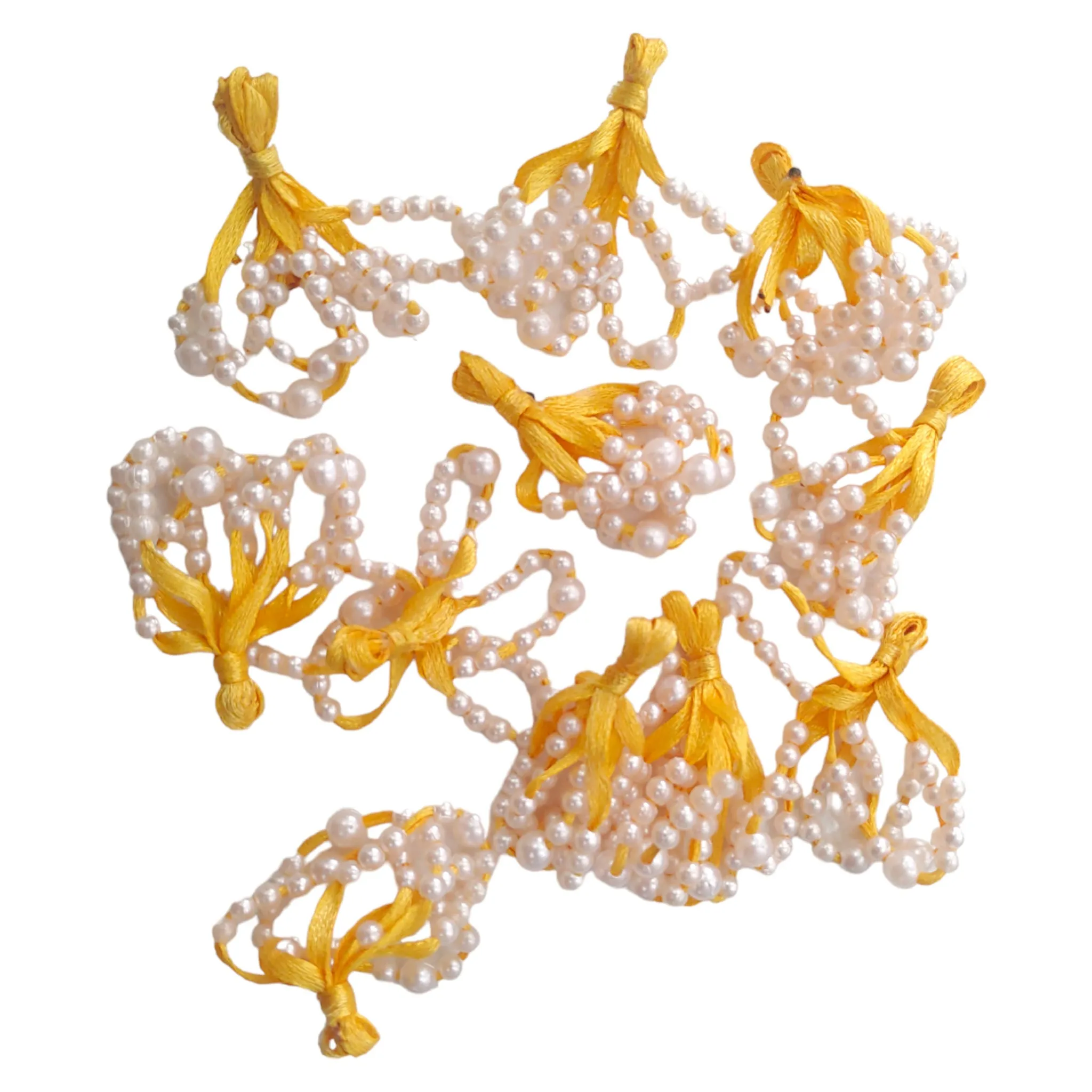 Traditional Abs Bead & Ribbon Tassels - Craft/Decor Essentials in Blue, Peach, Pink, Yellow