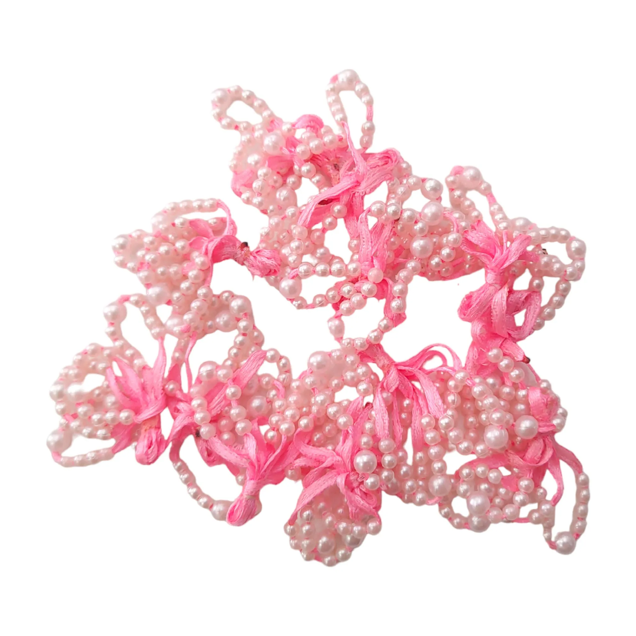 Traditional Abs Bead & Ribbon Tassels - Craft/Decor Essentials in Blue, Peach, Pink, Yellow