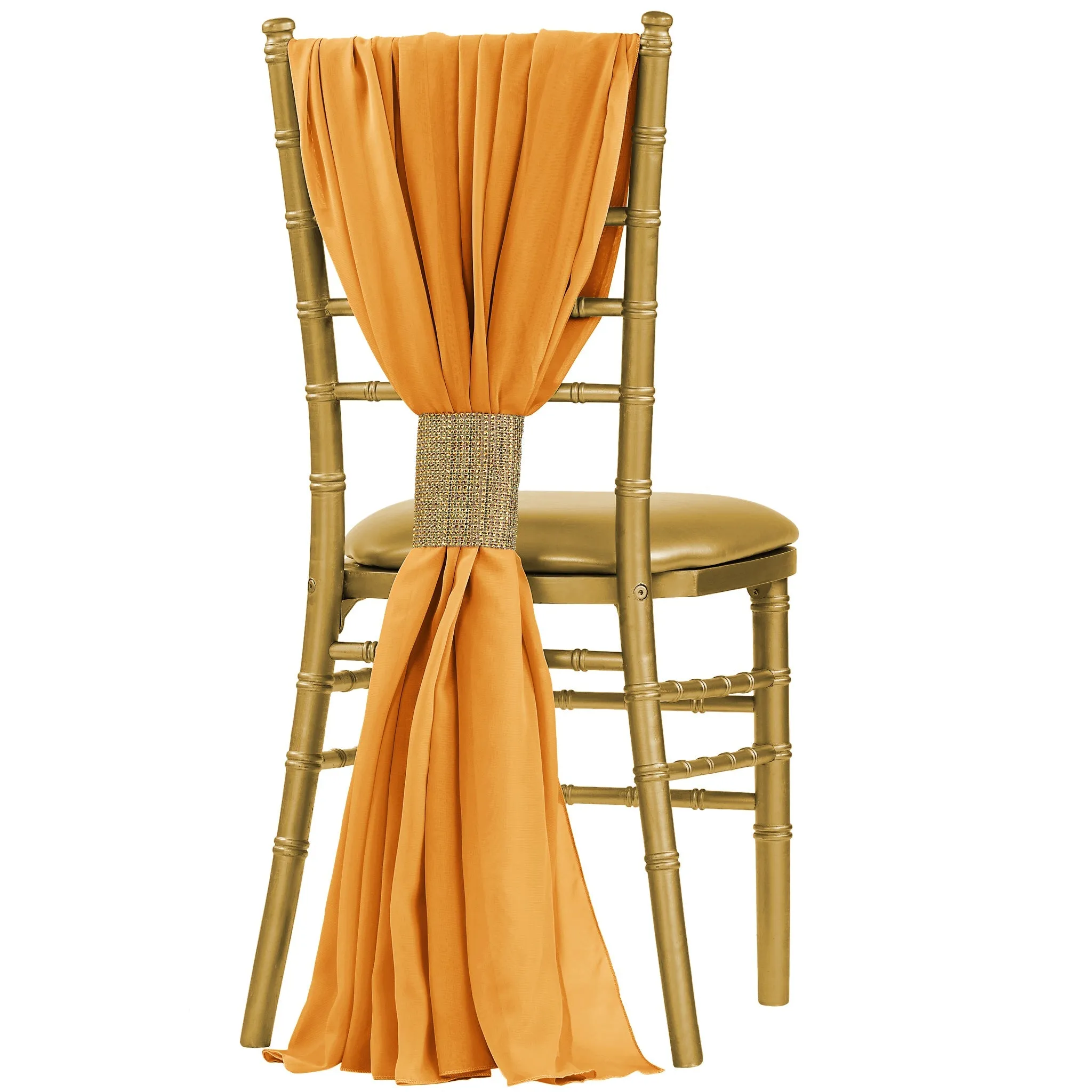 Wholesale 5pcs Pack of Chiffon Chair Sashes 19" x 72"