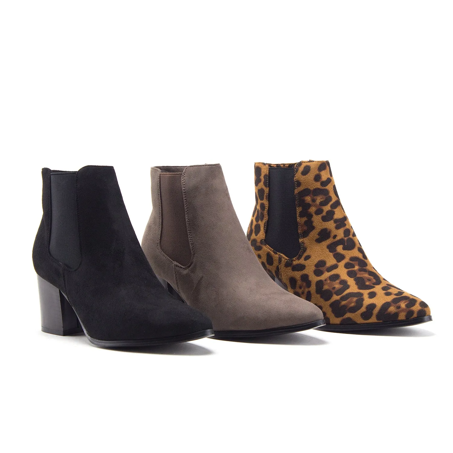 Women's Ankle High Tall Pointed Toe Chunky Block Heel Chelsea Dress Boots