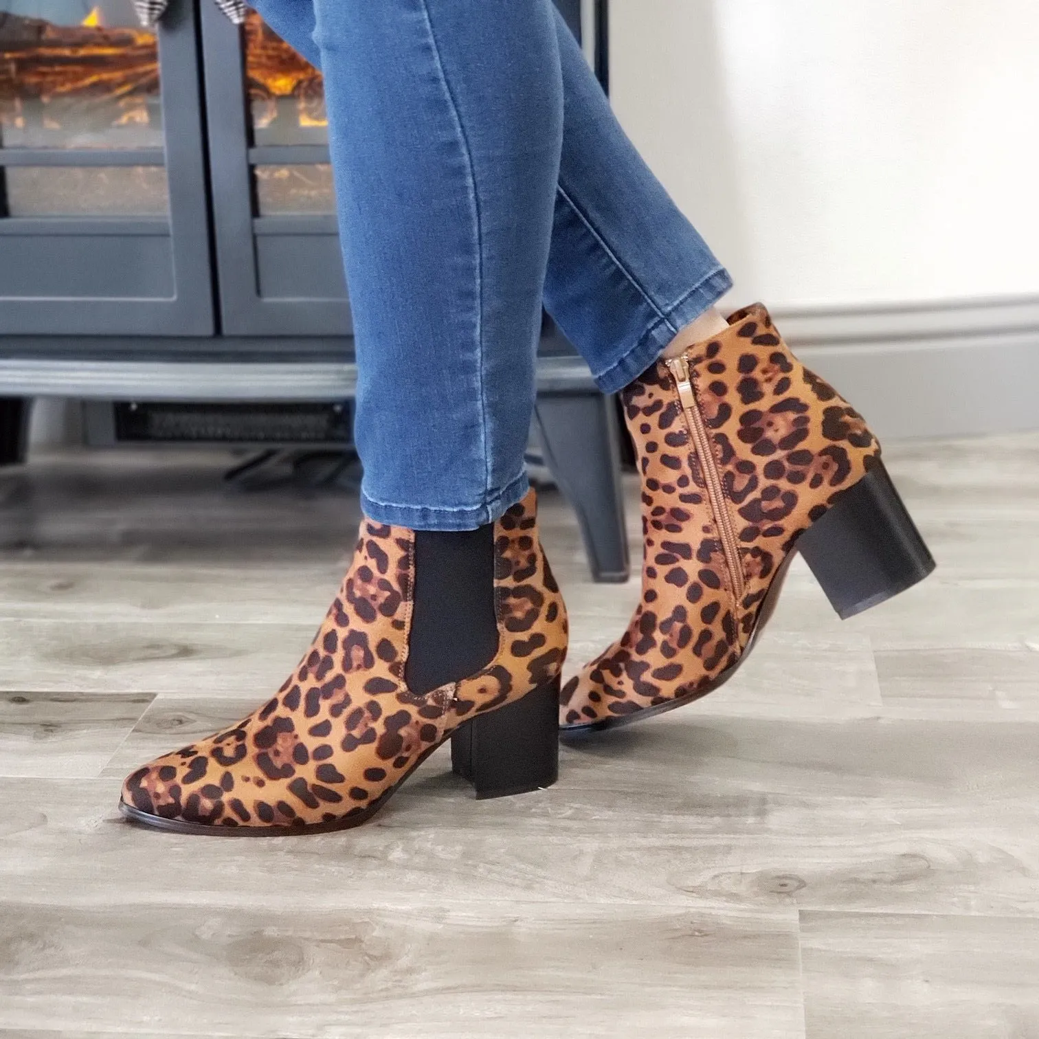 Women's Ankle High Tall Pointed Toe Chunky Block Heel Chelsea Dress Boots